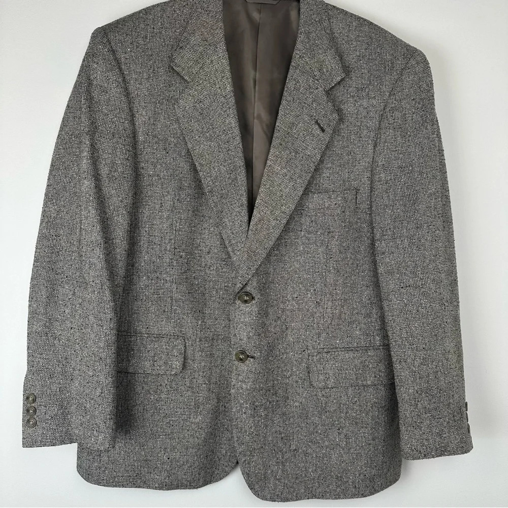 Bert Pulitzer Men’s Sport Coat Size 42 Short Gray‎ 100% Silk Tweed Old Money